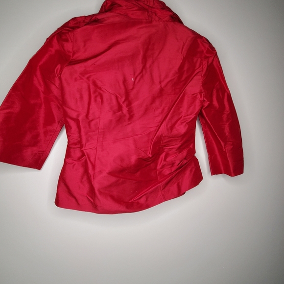 Tavora Petite Size 6 Red Silk Blazer - Picture 2 of 3